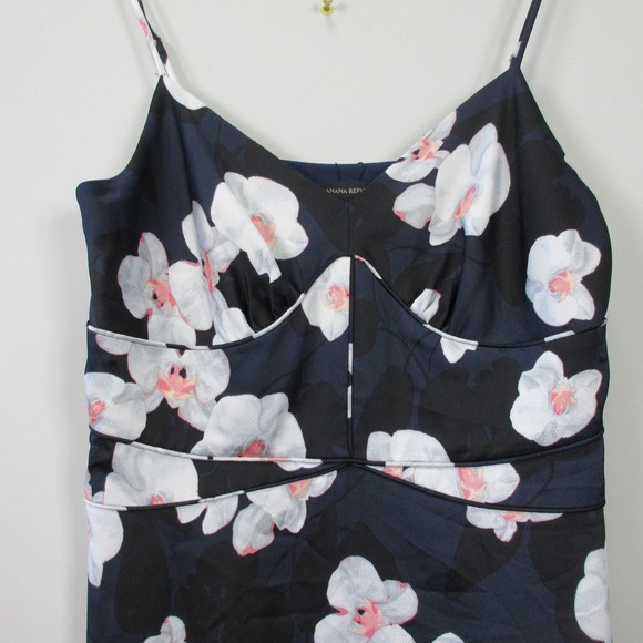 Banana Republic Strappy Slit Slip Dress 10 Blue Floral Maxi Guest Party 340 - Picture 6 of 12